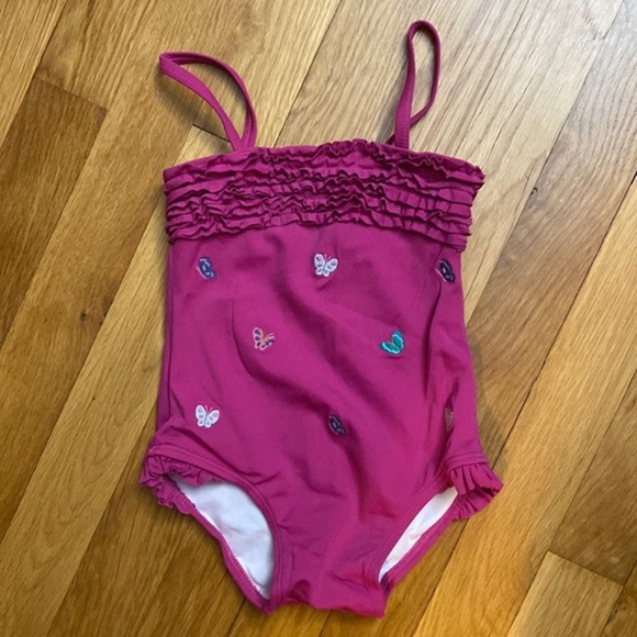 NWOT Janie and Jack Swimsuit Magenta Butterflies Size 18-24M - Picture 1 of 8